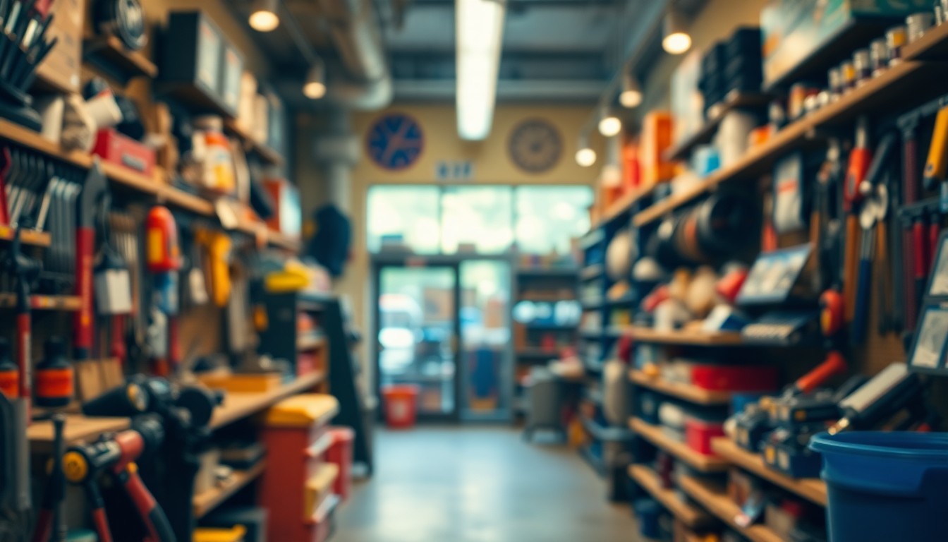 A softly blurred, impressionistic photograph showing the interior of a hardware store, with shelves of tools and supplies visible through a hazy, dreamlike filter, conveying a sense of warmth, nostalgia, and community.