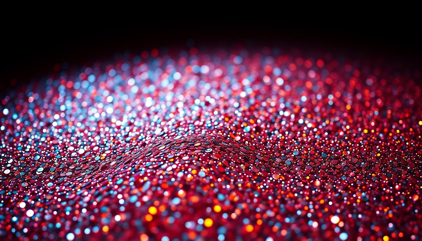 An extreme close-up of shimmering sequins captured in dramatic, high-contrast studio lighting, conceptually representing the lavish world of celebrity and wealth that Suri Cruise has been born into.