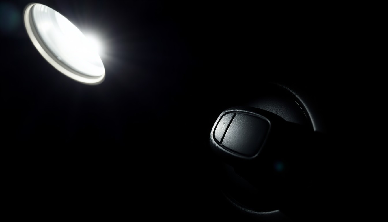 An extreme close-up of a car key and ignition switch, dramatically lit by a harsh flash against a dark background, conceptually representing the dangers of impaired and reckless driving.