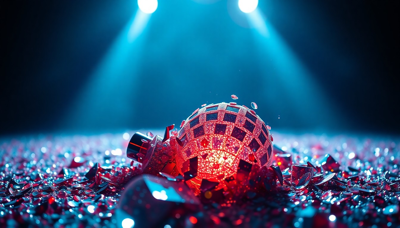 An abstract close-up photograph featuring a textured pattern of shimmering sequins and shattered glass, conveying the glamour and excitement of Cardi B's live performance.