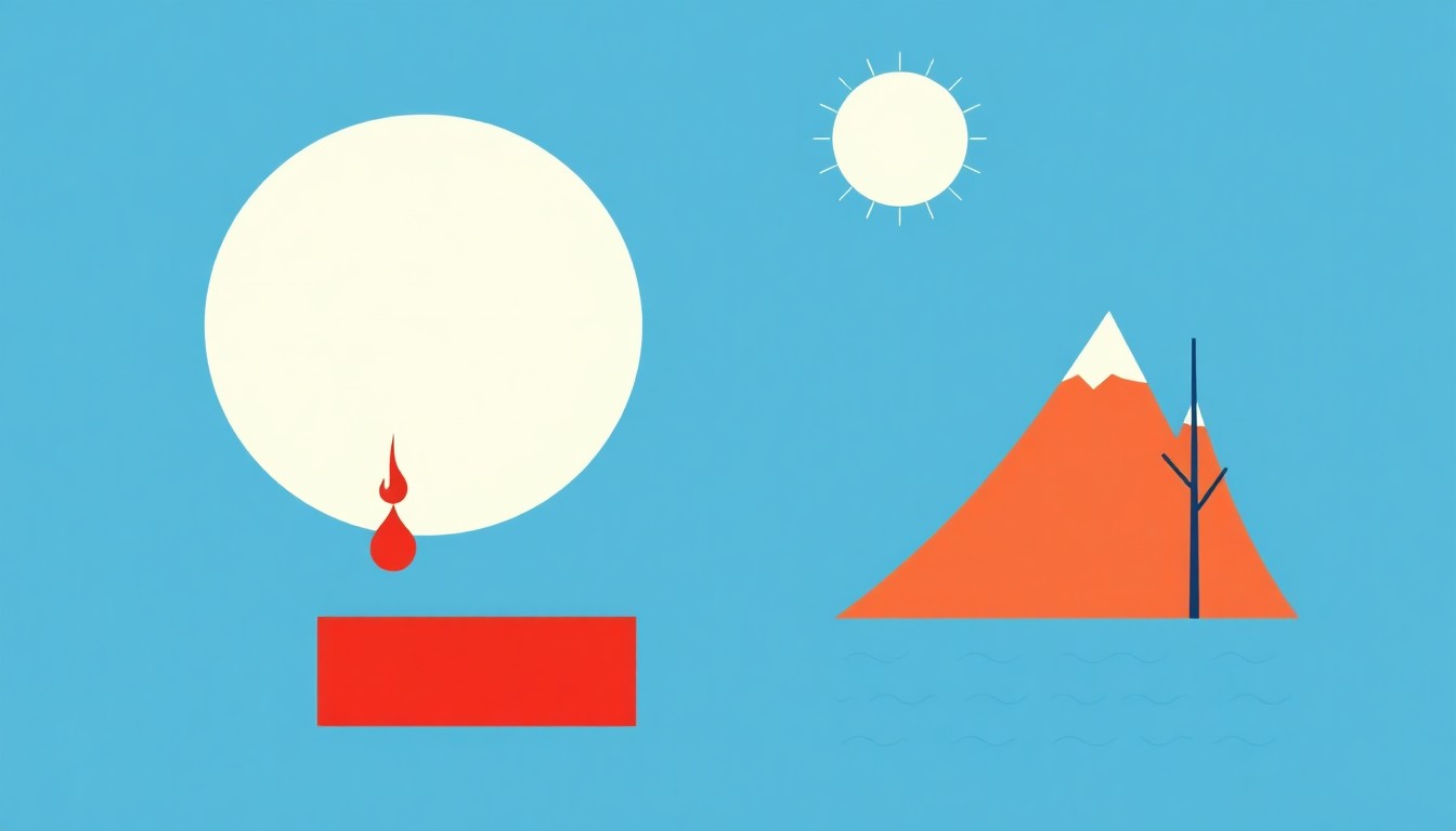 An abstract illustration composed of bold geometric shapes in primary colors, conceptually representing the economic challenges facing small states discussed at the global finance meetings.