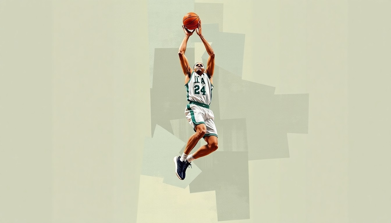 A cubist-style painting depicting a basketball player in mid-jump shot, broken down into sharp, overlapping geometric shapes and planes, conveying the tension and uncertainty surrounding Mitchell Robinson's free throw woes and their impact on the Knicks' playoff aspirations.