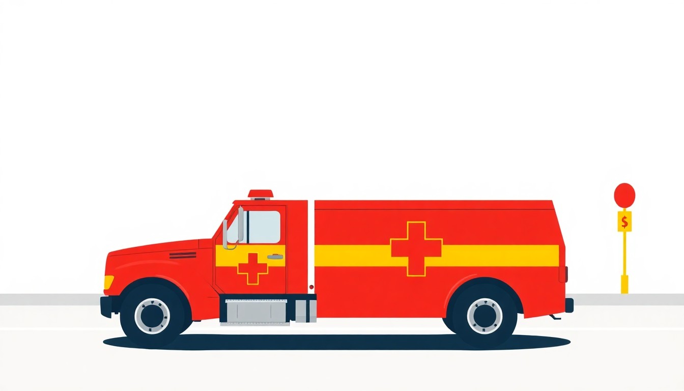 A composition of overlapping triangles and rectangles in shades of blue, red, and yellow, conceptually representing the financial pressures facing public safety budgets due to high fuel costs.