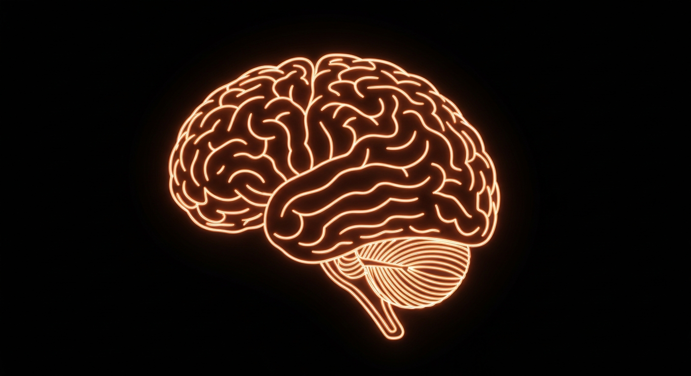 A vibrant, neon outline of a human brain against a dark background, conceptually representing the potential of psychedelics to unlock new pathways in the mind.