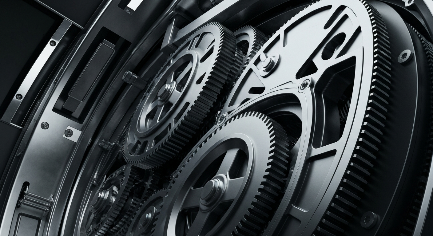 An extreme close-up of a heavy, industrial lottery ball machine with visible gears and mechanisms, conveying the scale and power of the unclaimed $78 million jackpot.