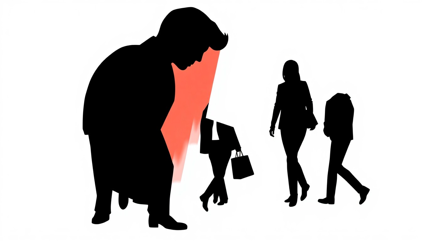 A bold, abstract illustration featuring sharp, geometric shapes in high-contrast black and red, conceptually representing the tension between a celebrity's need for privacy and the public's intrusive interest in their private life.