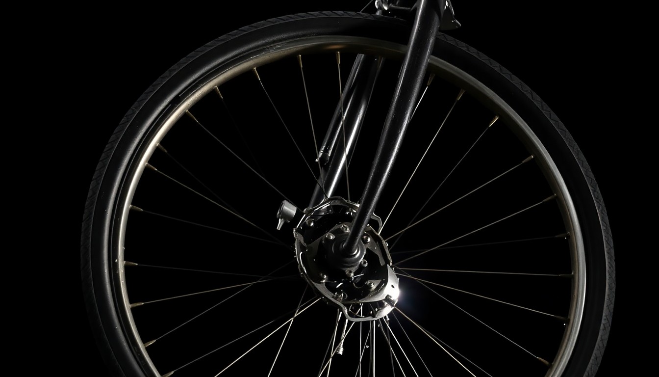 An extreme close-up photograph of a damaged bicycle wheel and frame, the twisted metal and broken spokes conceptually representing the aftermath of a fatal collision.