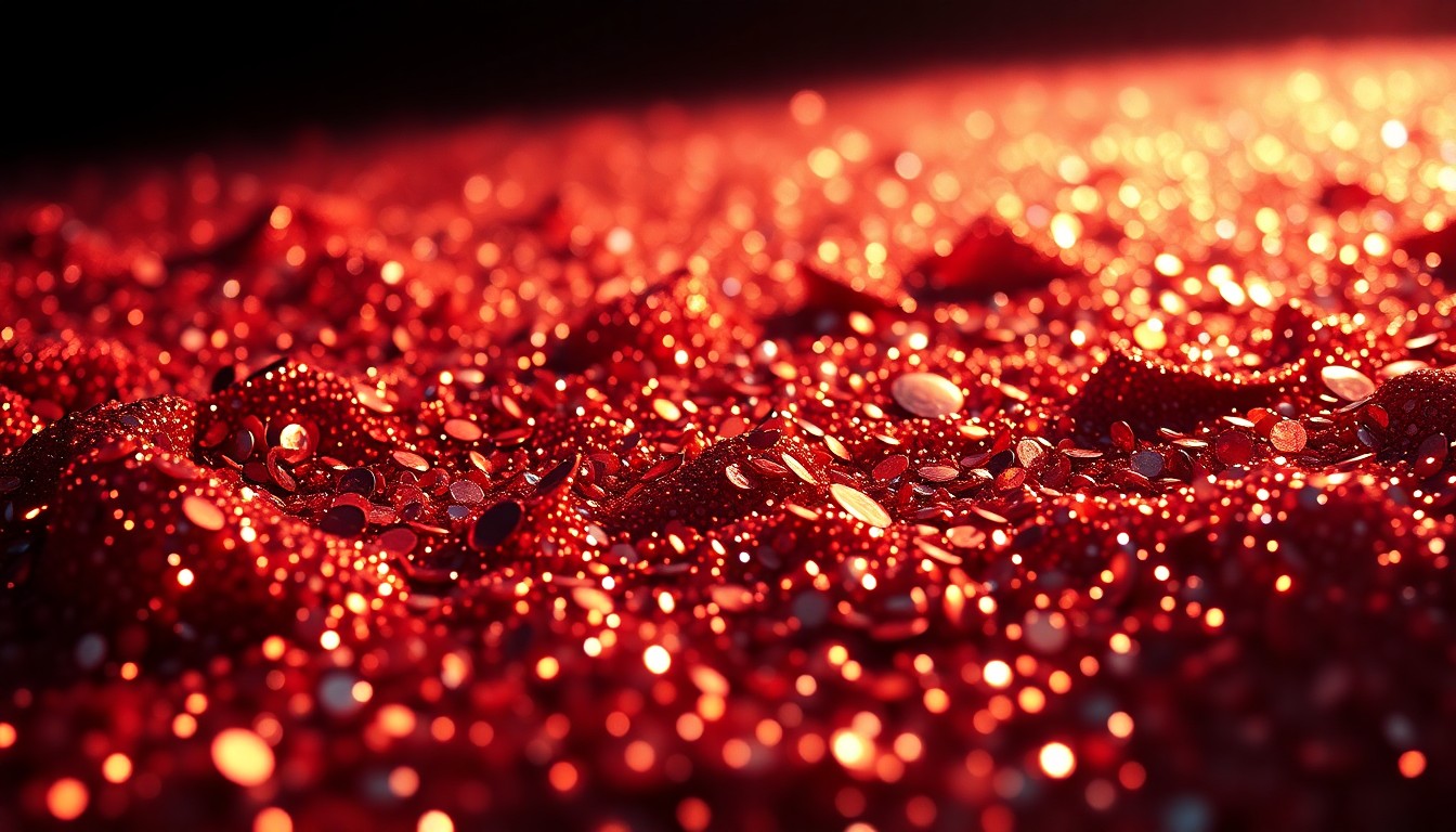 An extreme close-up photograph of shimmering sequins under dramatic studio lighting, capturing the glamour and luxury of Hollywood celebrity culture.