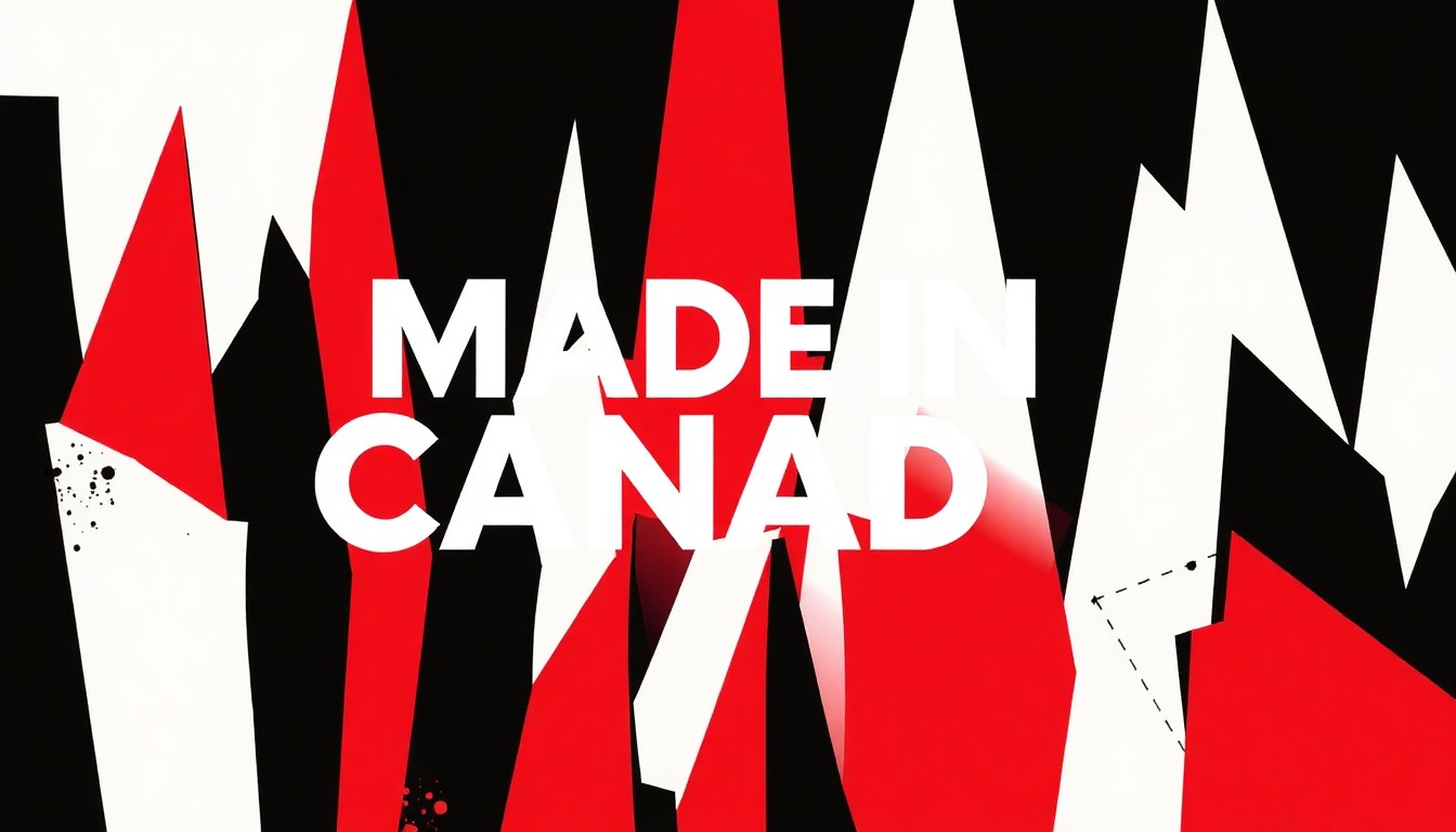 A bold, graphic composition of stark, jagged geometric shapes in high-contrast black, white, and red, abstractly representing the diverse musical elements of a choral performance.