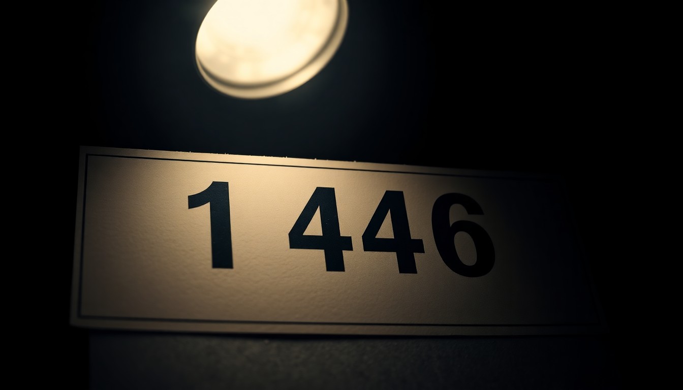 An extreme close-up of a police evidence marker, such as a numbered placard, lit by a harsh, direct camera flash against a pitch-black background, creating a gritty, investigative aesthetic without any text or words.