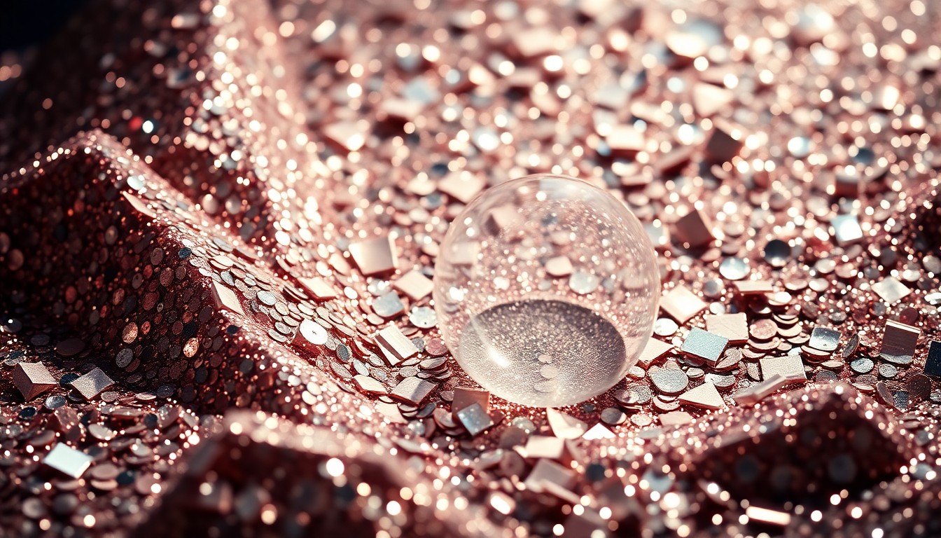 An abstract close-up image of shimmering sequins and shattered glass, conveying the high-stakes glamour and celebrity culture surrounding the British royal family.