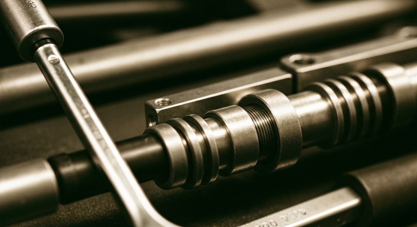 An extreme close-up of various car service tools and machinery, capturing the heavy, industrial nature of the work involved in maintaining and repairing vehicles.
