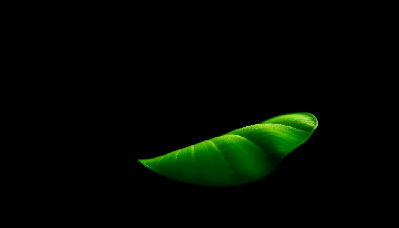 An extreme close-up photograph of a single green flower petal, lit by a harsh, direct camera flash against a pitch-black background, creating a stark, gritty, investigative aesthetic that conceptually represents the investigation and grief surrounding the tragic shooting.
