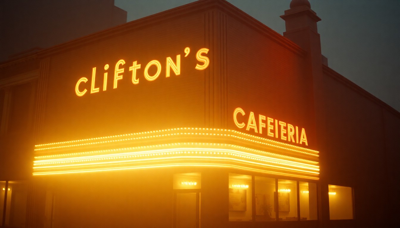 A blurred, dreamlike photograph of the exterior of a historic multi-story building, with warm pools of light and color creating a sense of nostalgia and melancholy.