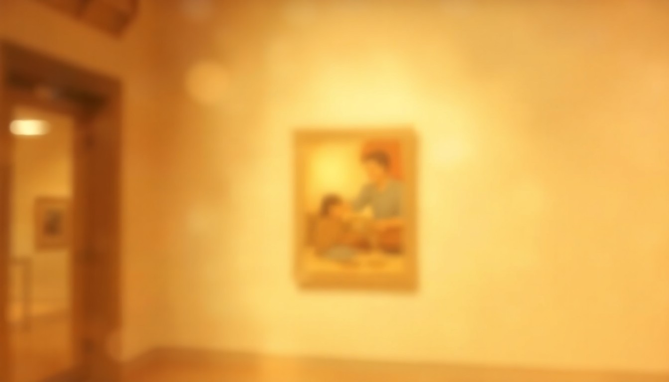 An abstract, impressionistic photograph depicting a blurred, warm-toned art object surrounded by a soft, atmospheric wash of color, conveying the contemplative mood of the Chazen Museum's new gallery design.