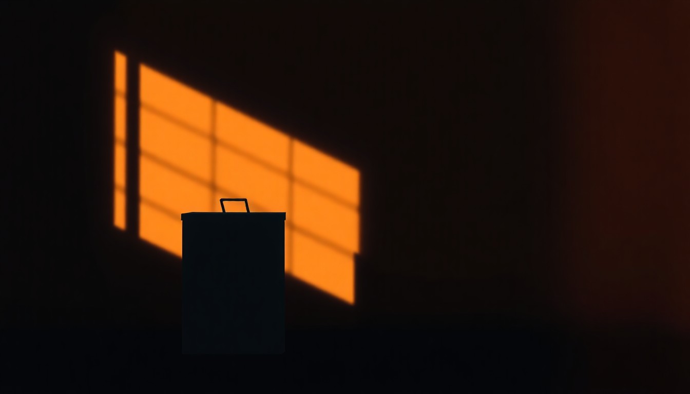 A serene, photorealistic painting of a metal ballot box sitting alone on a wooden table, the box's surface reflecting the warm, golden light streaming in through a nearby window. The scene has a contemplative, nostalgic mood, capturing the quiet importance of local elections.