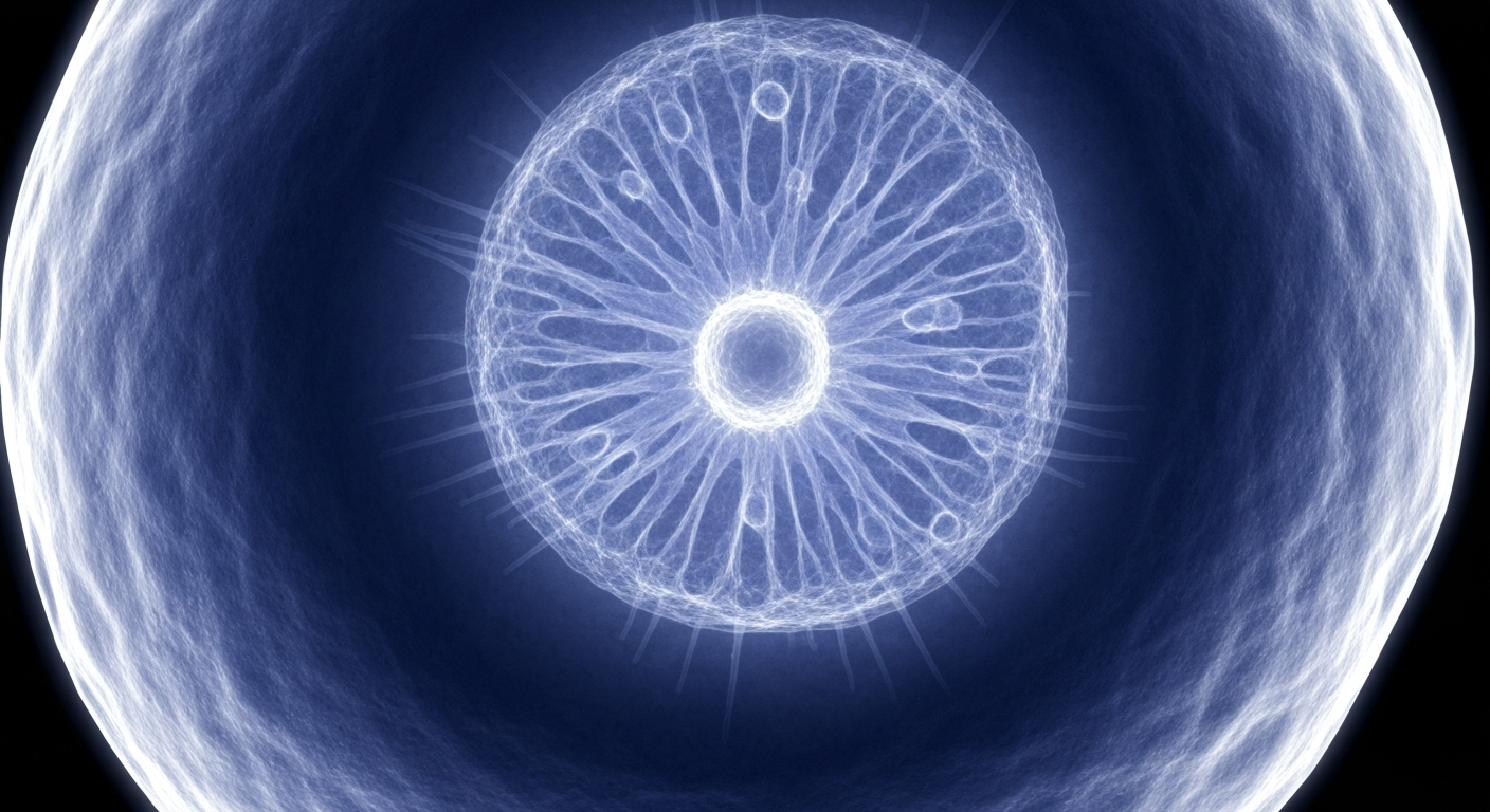 An extreme close-up X-ray image revealing the ghostly, glowing internal structure of a sickle-shaped red blood cell, conceptually illustrating the genetic basis of sickle cell disease.