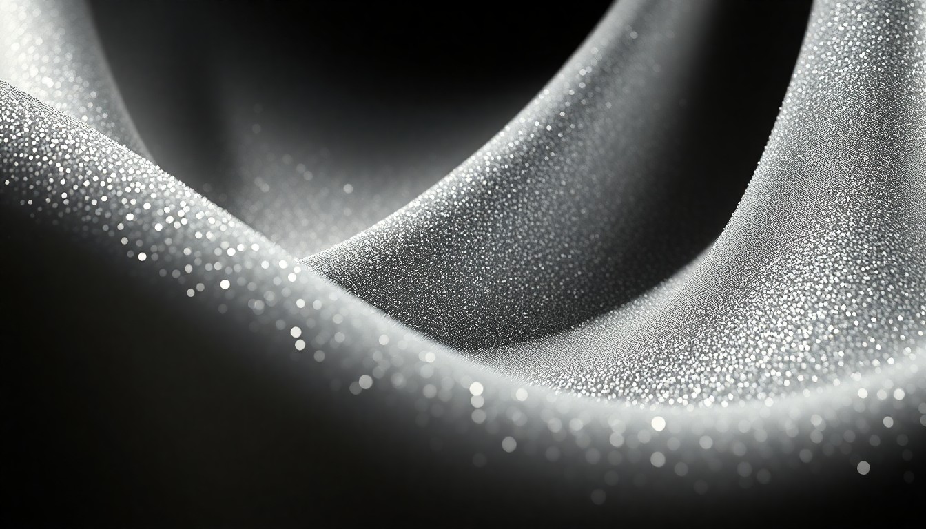An extreme, abstract close-up photograph of a shimmering, sequined fabric texture, captured in dramatic, high-contrast studio lighting to create a sense of glamour and celebrity.
