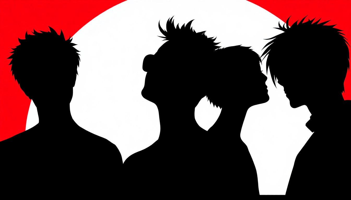 A minimalist, abstract illustration featuring jagged black silhouettes and bold splashes of red and white, conveying the atmospheric energy of the band Wu Lyf's music without any literal depictions.