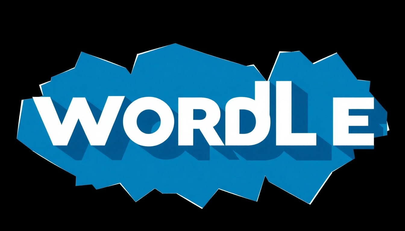 A striking, abstract composition of geometric shapes in shades of blue, grey, and white, conceptually representing the Wordle grid and the challenge of solving the daily puzzle.