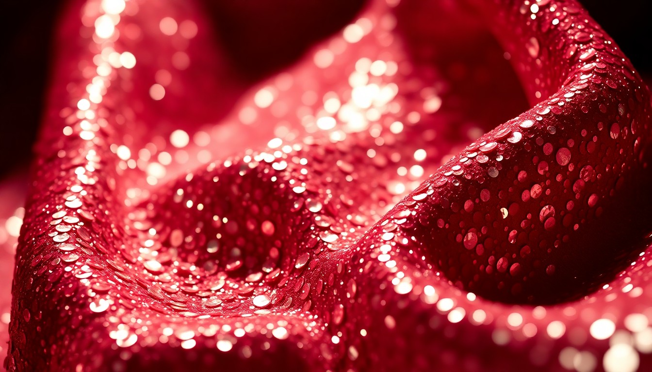 An extreme close-up of shimmering, glittering sequins and velvet textures, conceptually representing the high-fashion glamour of the entertainment industry while also hinting at the quiet, unassuming talent that can come from remote communities.