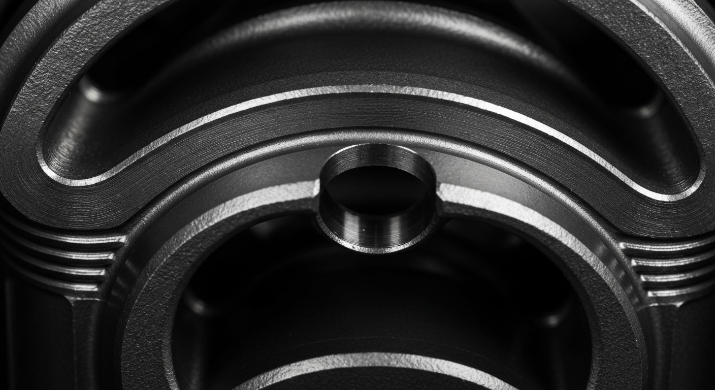A close-up, high-contrast photograph showcasing the intricate, pebbled surface of an automotive engine component, conveying the precision and expertise required in modern auto repair.