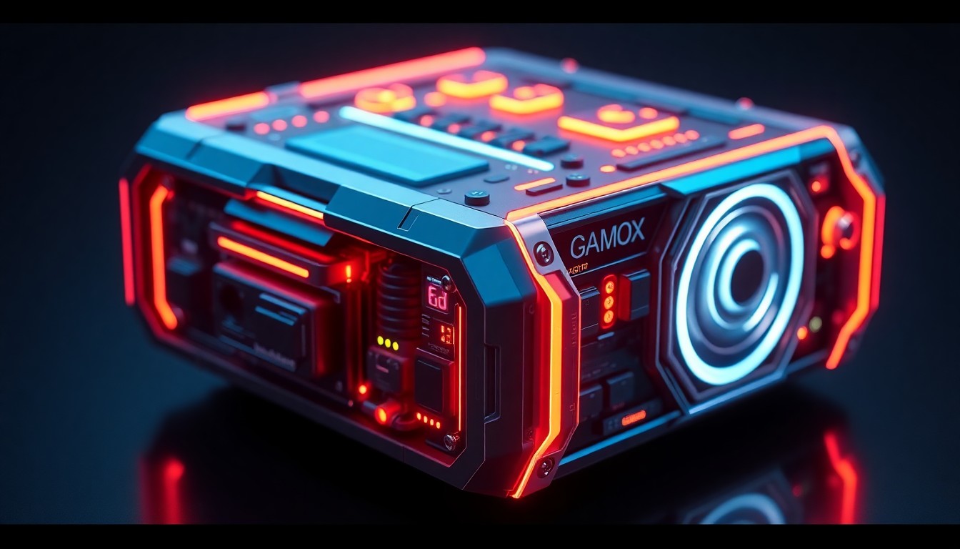 A highly detailed, glowing 3D illustration of a futuristic, modular tech device with pulsing neon lights, conceptually representing the innovative features and capabilities of the next big consumer electronics product.