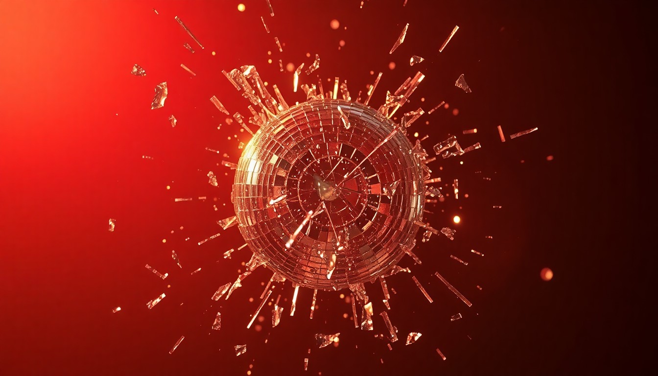 An extreme close-up of shattered glass reflecting a bright, glittering light, conceptually representing the intense, euphoric energy of Cry s3rl's hardcore music.