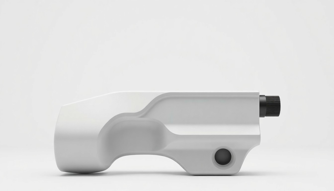 An extreme close-up of a shiny, minimalist car repair tool or equipment, conceptually illustrating the reliable and professional services offered by Mike's Auto Repair.