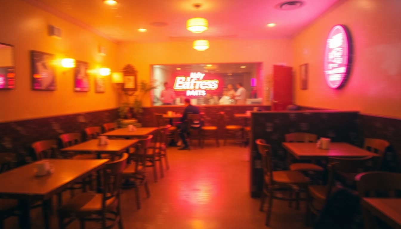 An abstract, impressionistic photograph of a blurred, warm-toned restaurant interior, conveying a sense of nostalgia and transition as a familiar eatery makes way for something new.
