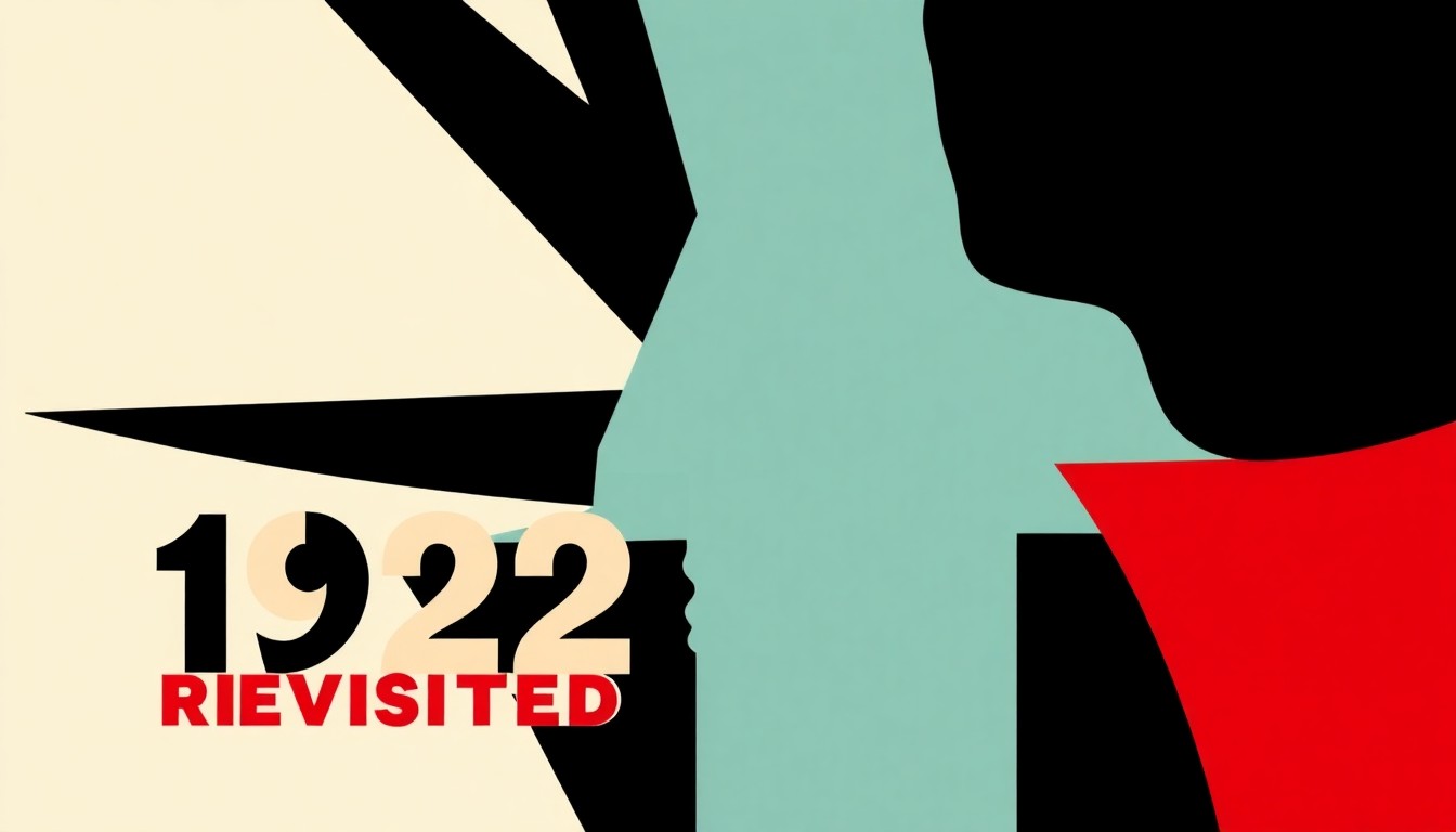 An abstract, minimalist composition of jagged, geometric shapes in bold colors, conceptually representing the themes of memory, embodiment, and the relationship between archive and lived experience explored in the 1922 Revisited program.