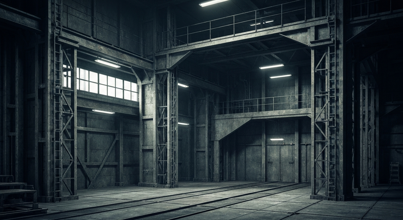 A high-contrast black and white close-up image of the complex inner workings of an industrial banking vault, representing the financial mechanics behind institutional investment in the auto industry.