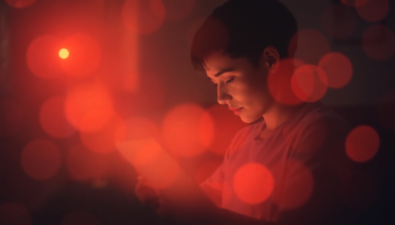 An extremely abstracted, out-of-focus photograph shot through condensation or rain-streaked glass, composed of soft, warm pools of light and color that evoke a contemplative, serene mood around the act of reading or engaging with spiritual content.