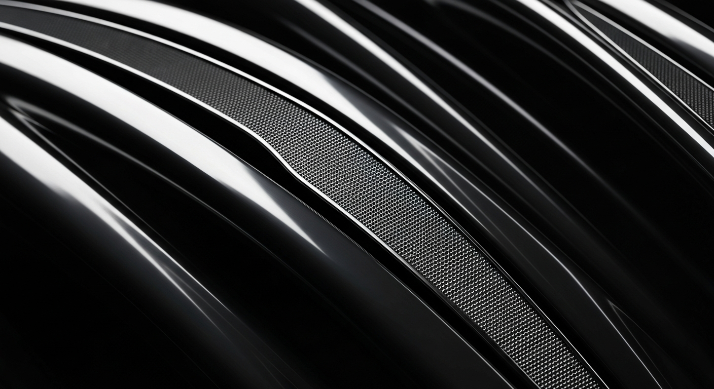 An extreme close-up of a highly textured, metallic car part or accessory, capturing the intricate patterns and surfaces in dramatic lighting to conceptually represent the technological advancements in academic information systems.