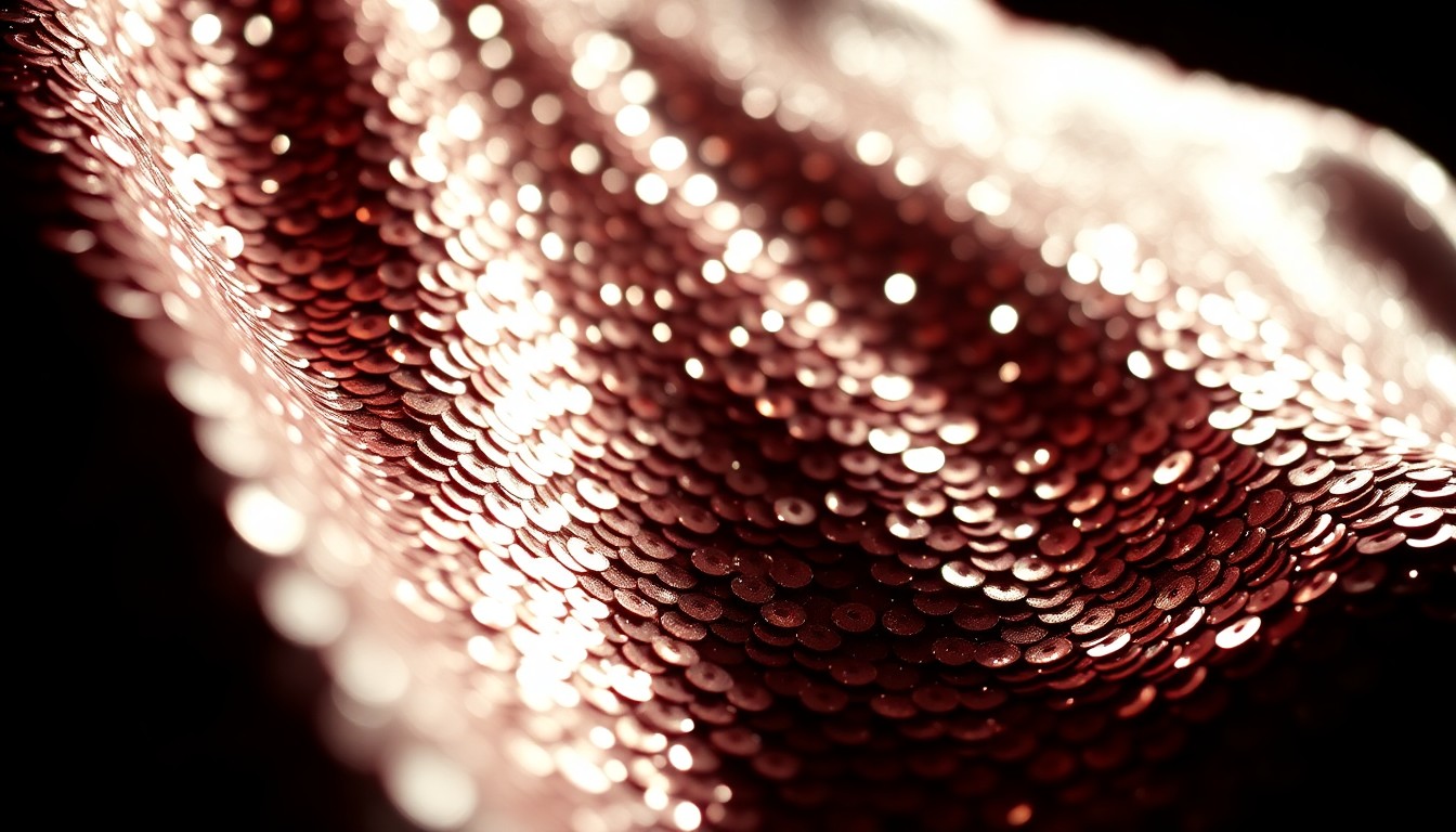 An extreme close-up photograph of shimmering sequins in dramatic, high-contrast studio lighting, capturing the luxurious, high-fashion aesthetic of Sade's musical artistry.