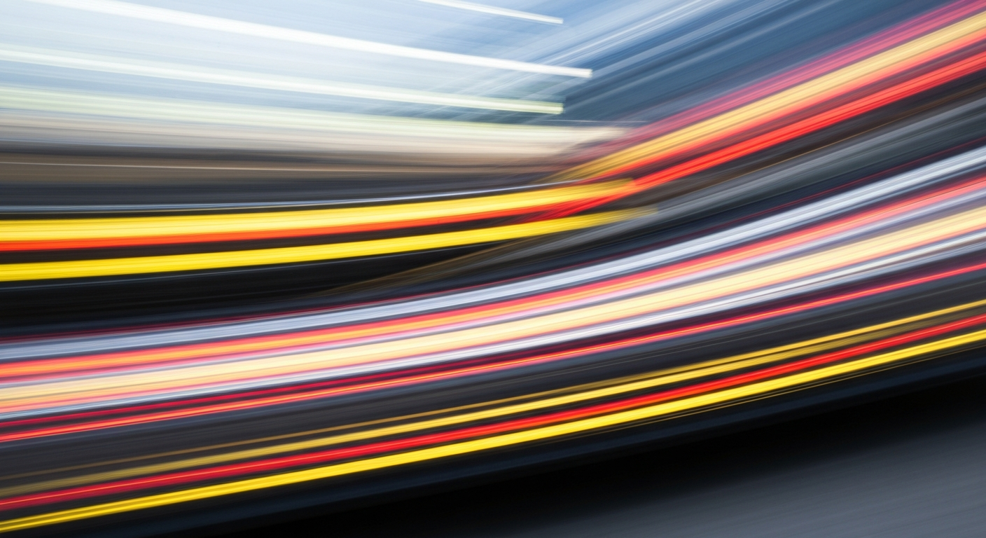 Sweeping, abstract streaks of vibrant color and chaotic motion, conveying the dynamic nature of the car insurance industry and the evolving payment models.