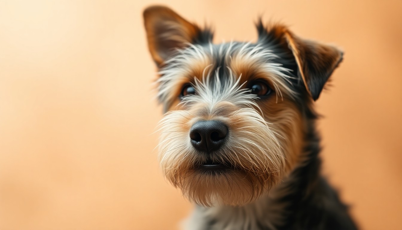 A blurred, impressionistic photograph of a terrier mix dog with a distinctive underbite, captured in soft, warm tones that evoke a sense of patience and quiet hope.