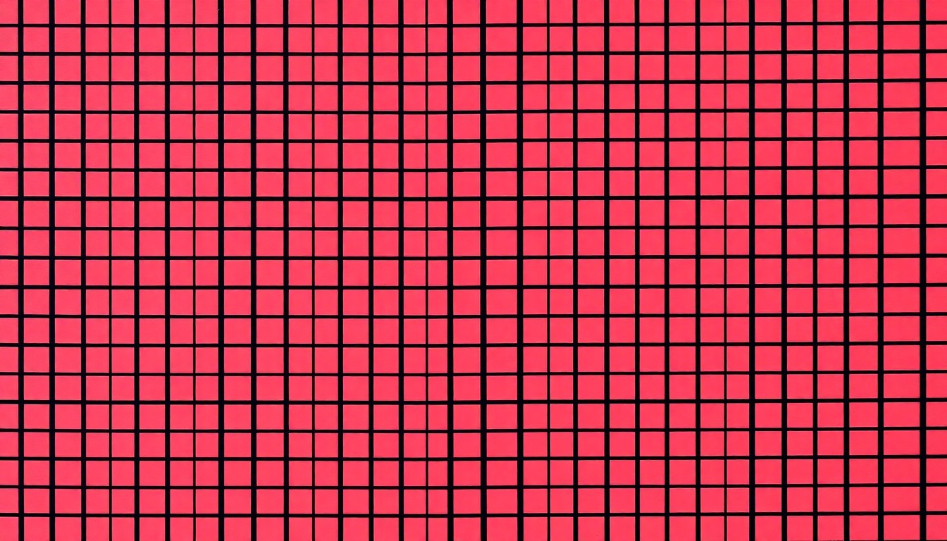 A highly stylized, abstract grid of intersecting lines and shapes in bright, neon colors, representing the iconic structure of a crossword puzzle without any readable text or identifiable elements, conceptually illustrating the creative passion behind puzzle-making.