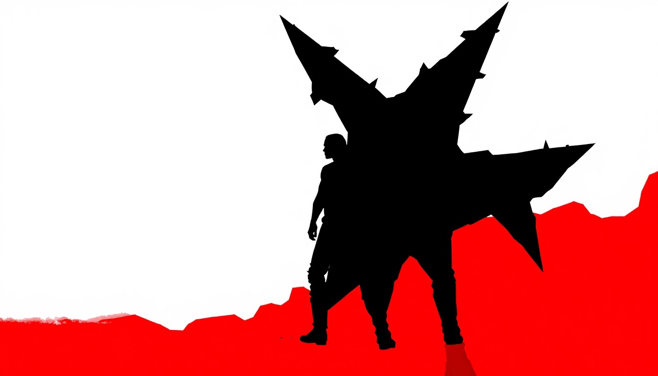 An abstract composition of stark black geometric shapes against a high-contrast red and white background, conceptually representing the harsh, industrial sound and socially critical themes of the band GLDN's new music.