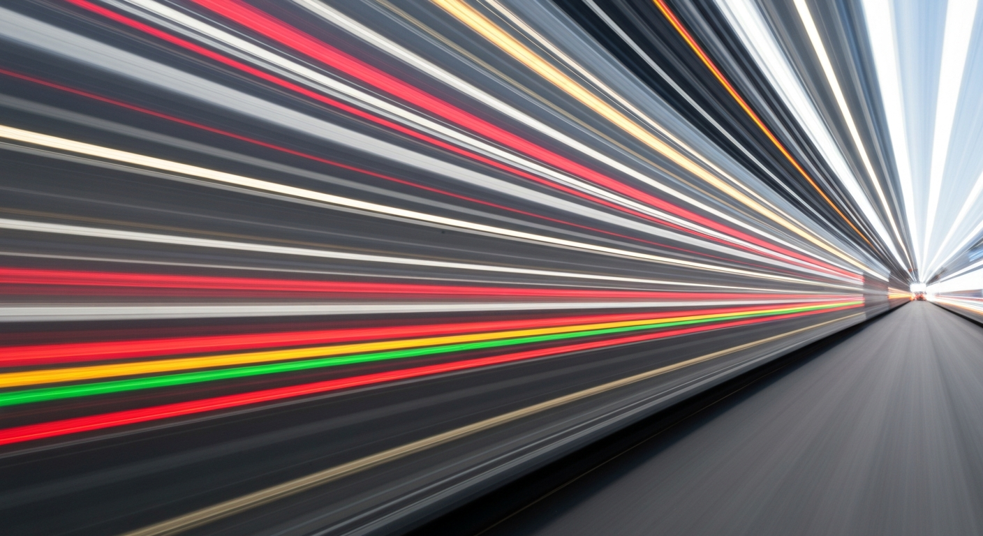 Sweeping, abstract streaks of vibrant color and motion, representing the dynamic energy of Texarkana's roads and transportation.