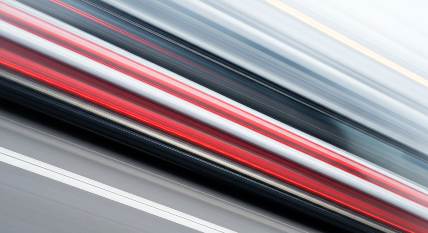 An abstract, sweeping image of a moving vehicle, rendered in a blur of vibrant colors and chaotic motion, conveying the energy and innovation of the Psei Sports Se Sebackers Se Stadium.