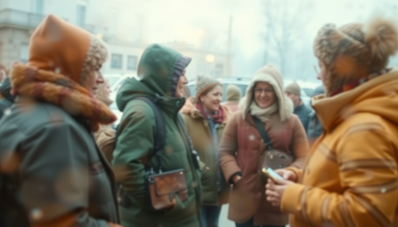 An extremely abstracted, out-of-focus photograph in warm, hazy tones depicting a scene of people interacting with an energy assistance program, conveying the atmospheric and dreamlike quality of the program's impact on local communities.