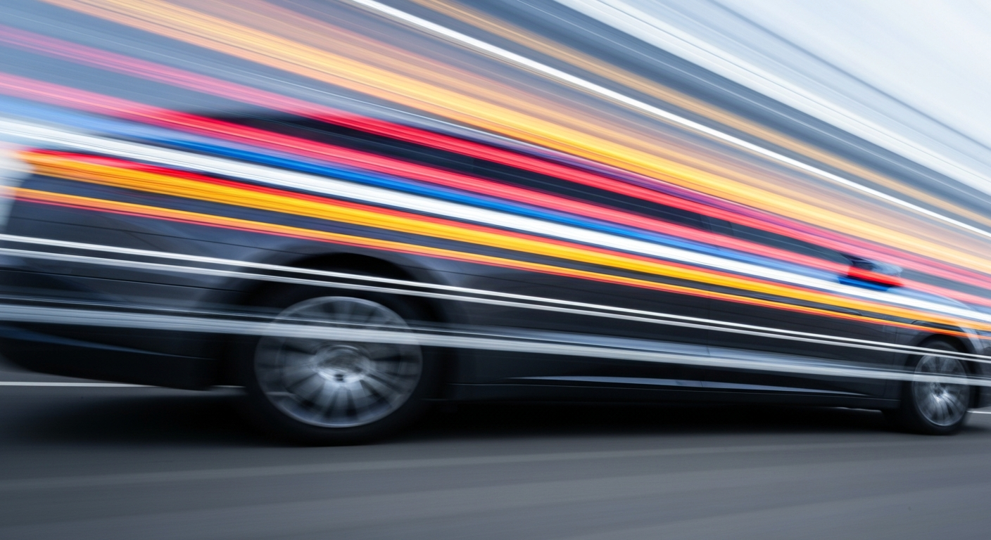 An abstract, colorful image with sweeping brushstrokes of motion, representing the dynamic transformation of the automotive repair industry in downtown Grand Rapids.