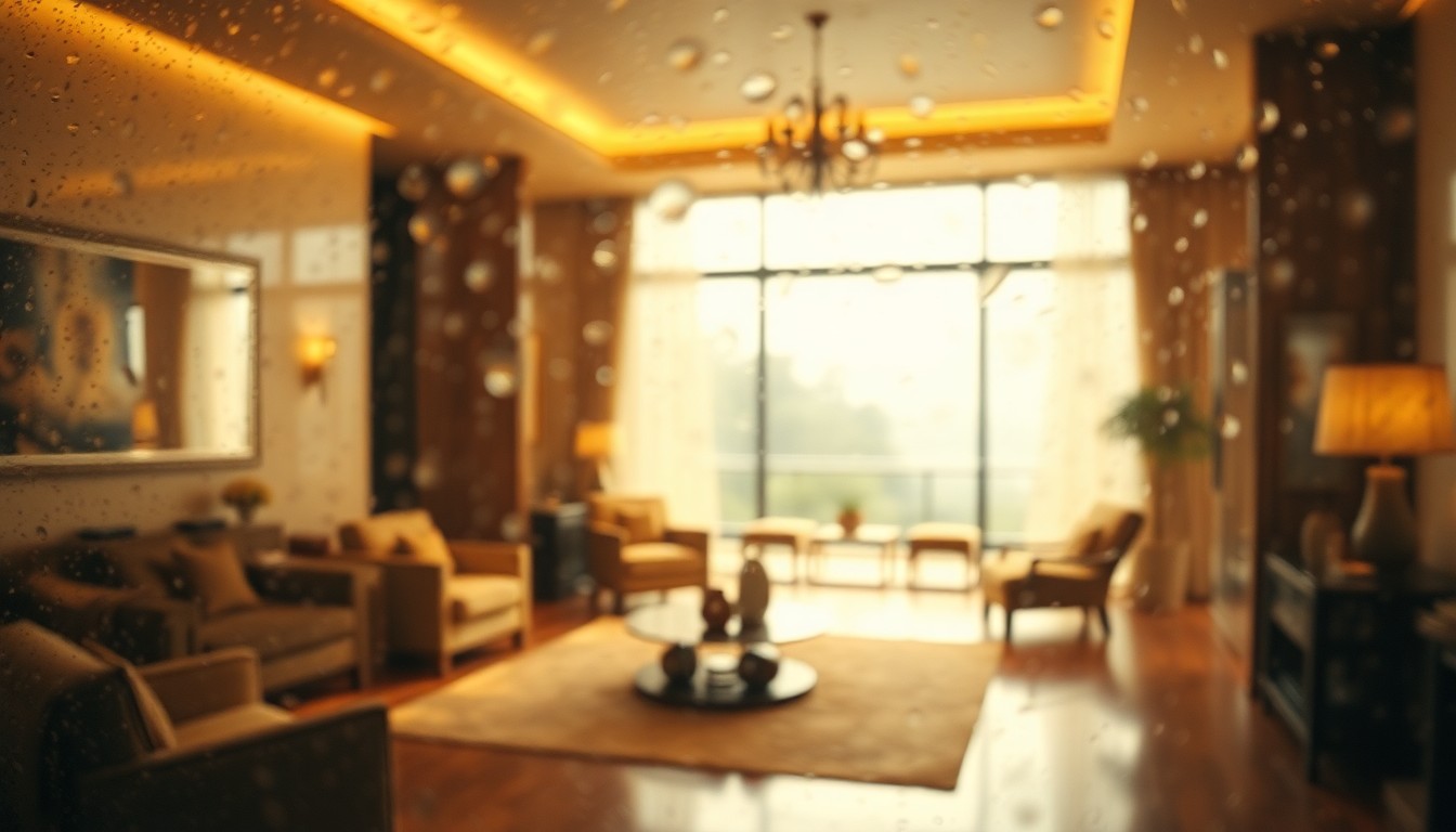 An extremely abstracted, out-of-focus photograph in warm, earthy tones, depicting the interior of a luxurious home with soft, blurred details, conceptually representing the exclusive nature of this rare property listing.