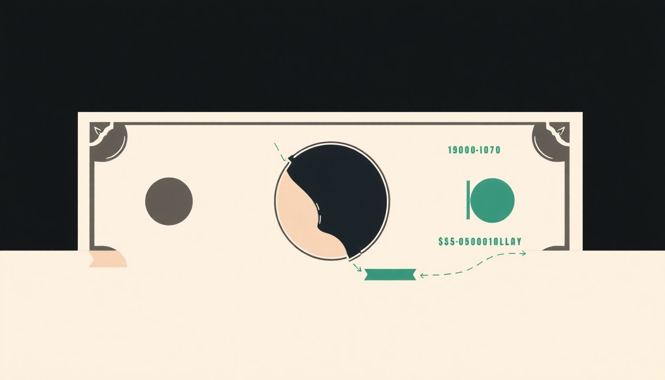 A vibrant abstract illustration using bold geometric shapes and primary colors to conceptually represent the erosion of the US dollar's value.