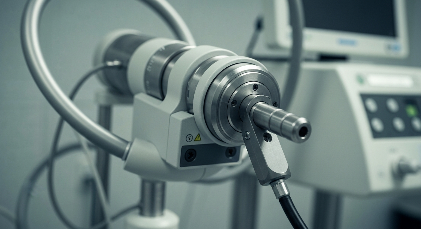 An extreme close-up of complex medical diagnostic machinery, its metallic components and intricate circuitry conveying a sense of advanced technology and scientific precision, conceptually representing Tempus AI's innovative healthcare solutions.