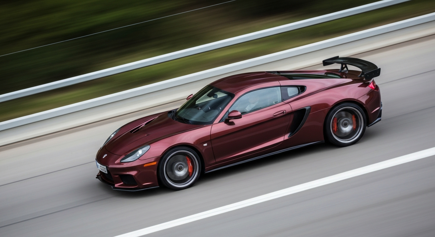 An abstract, sweeping image of a sports car in motion, with vibrant streaks of color and a sense of raw speed and energy, conveying the excitement and innovation of the modern sports car market.