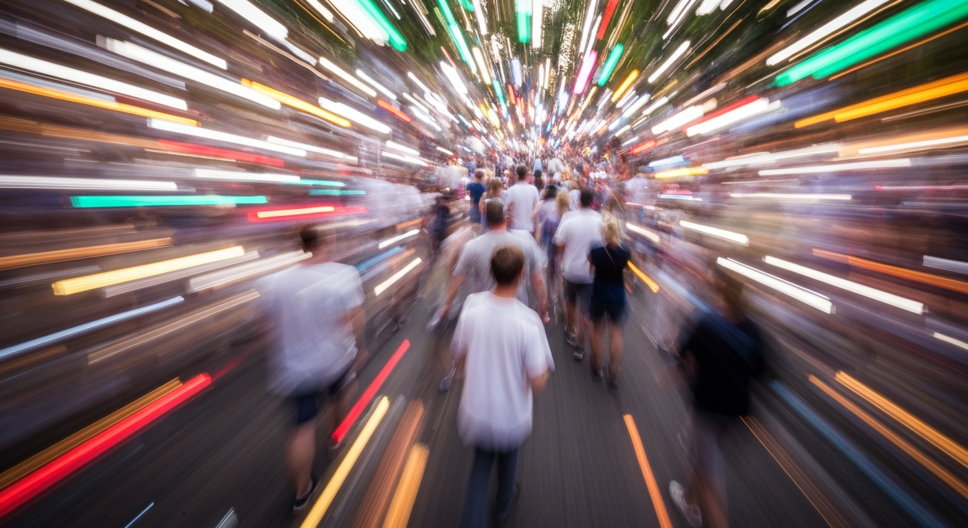 Heavily textured, sweeping oil paint brushstrokes in bright sunflower yellow, cherry red, and sky blue, conceptually representing the joyful energy of a community festival.