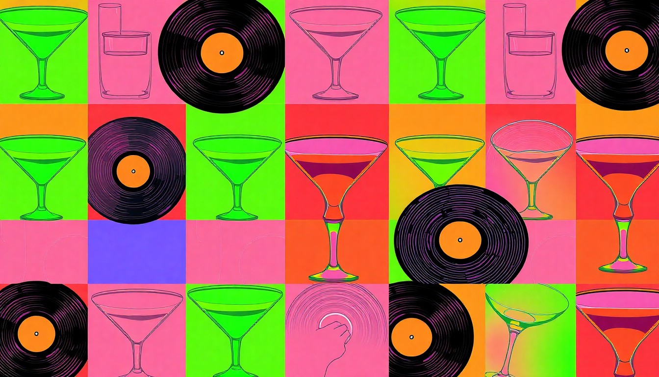 A brightly colored, high-contrast silkscreen print of a neon Spenard sign repeated in a tight grid pattern, conceptually representing the vibrant cultural history of the 3300 Spenard Road building.