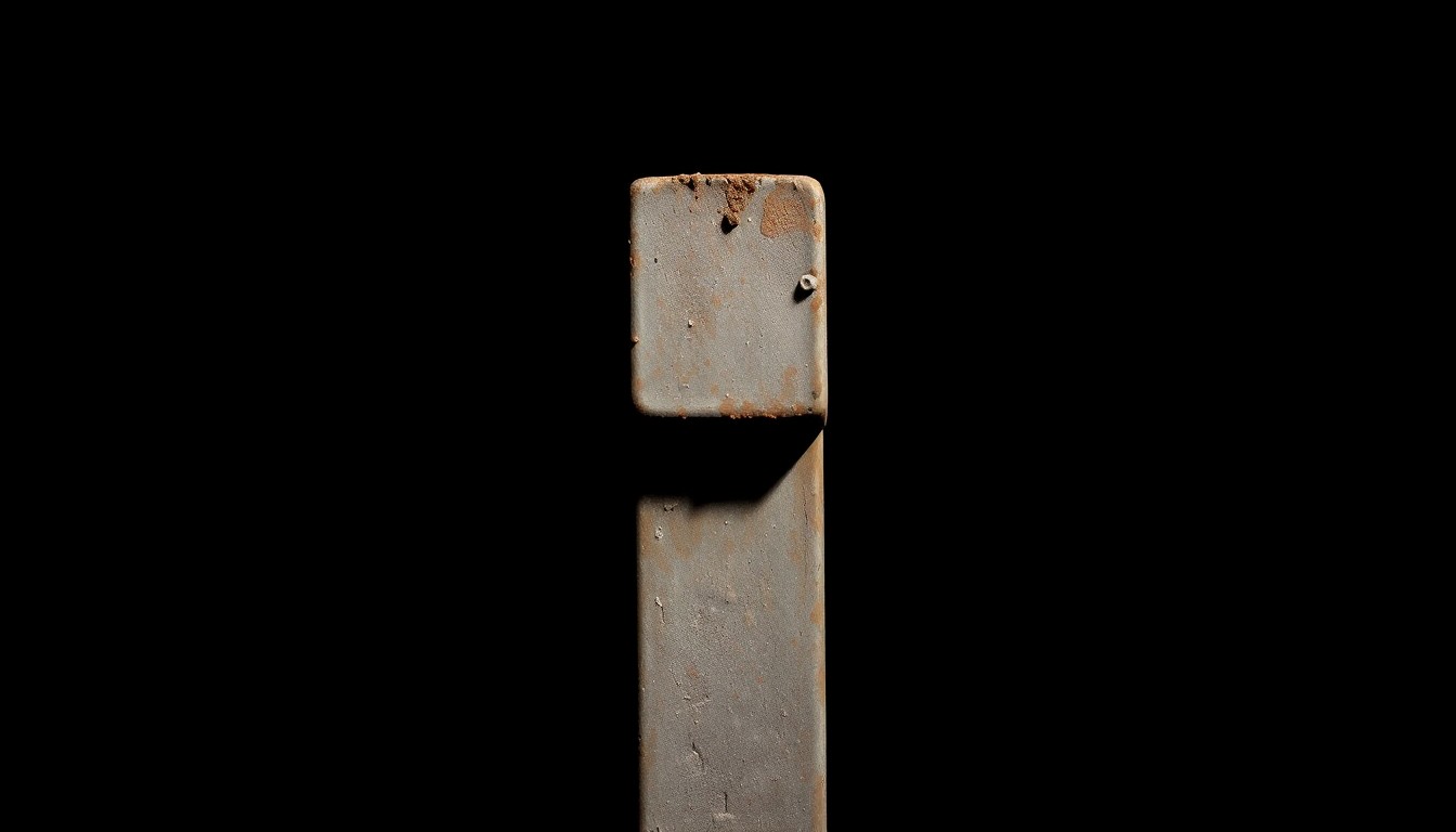 An extreme close-up photograph of a rusted metal fence post against a pitch-black background, lit by a harsh, direct camera flash, conceptually representing the physical and symbolic barriers between protesters and the beagle breeding facility.
